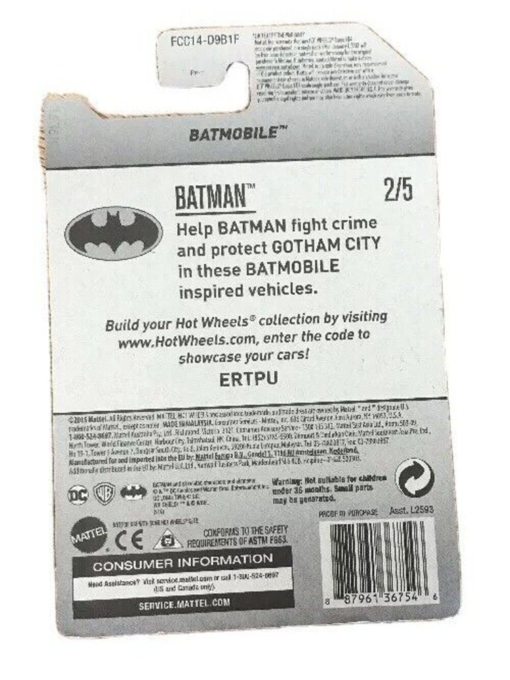 NEW Dark Gray Gotham City's Batman's Batmobile Hot Wheels Car Diecast - Picture 2 of 7